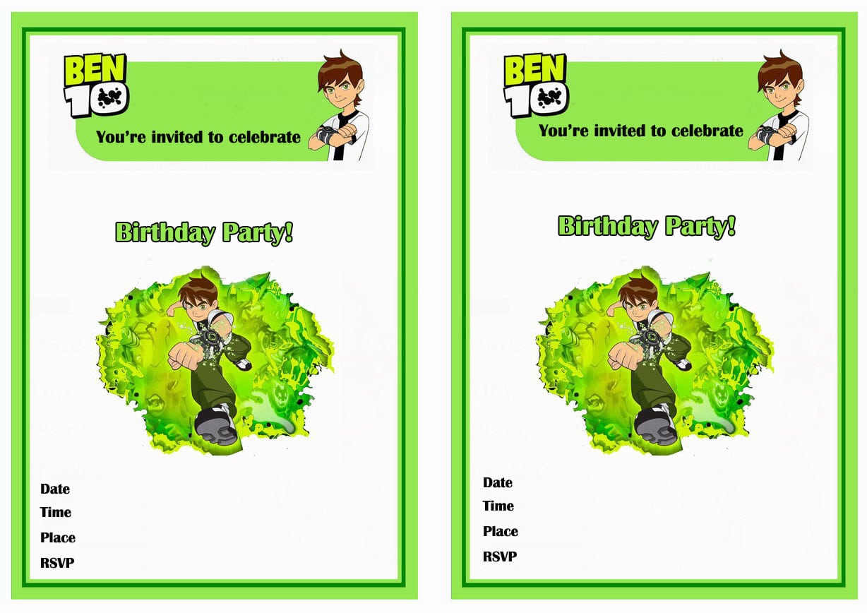 Ben 10 Birthday Invitations â Birthday Printable